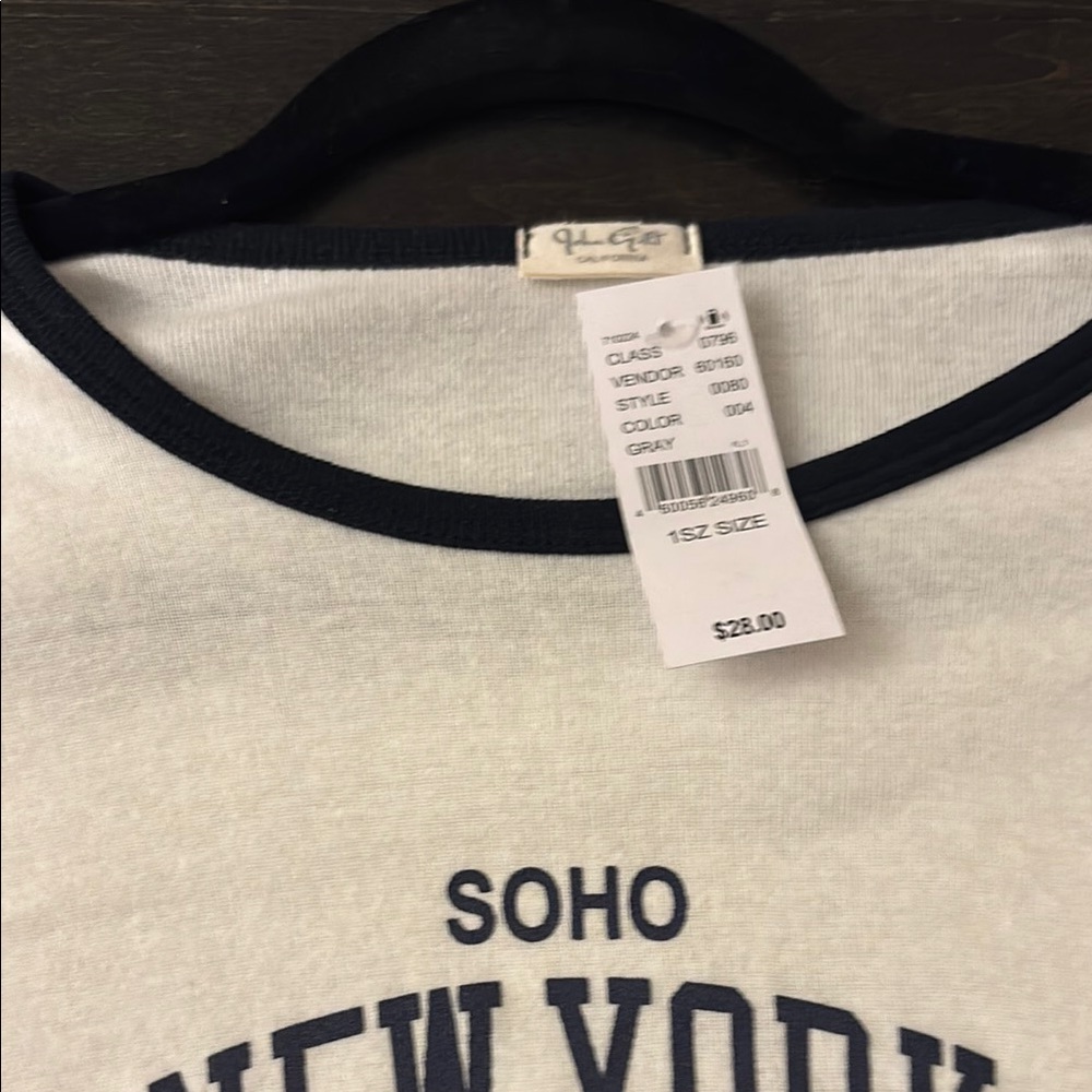 Brandy Melville Gray and Black New York Tee
